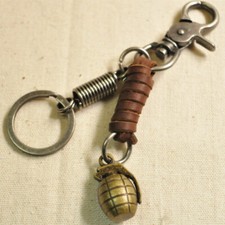 Cowhide Leather Key Chain Wallet Vintage Car Key fob Keychain Jewelry Pendant