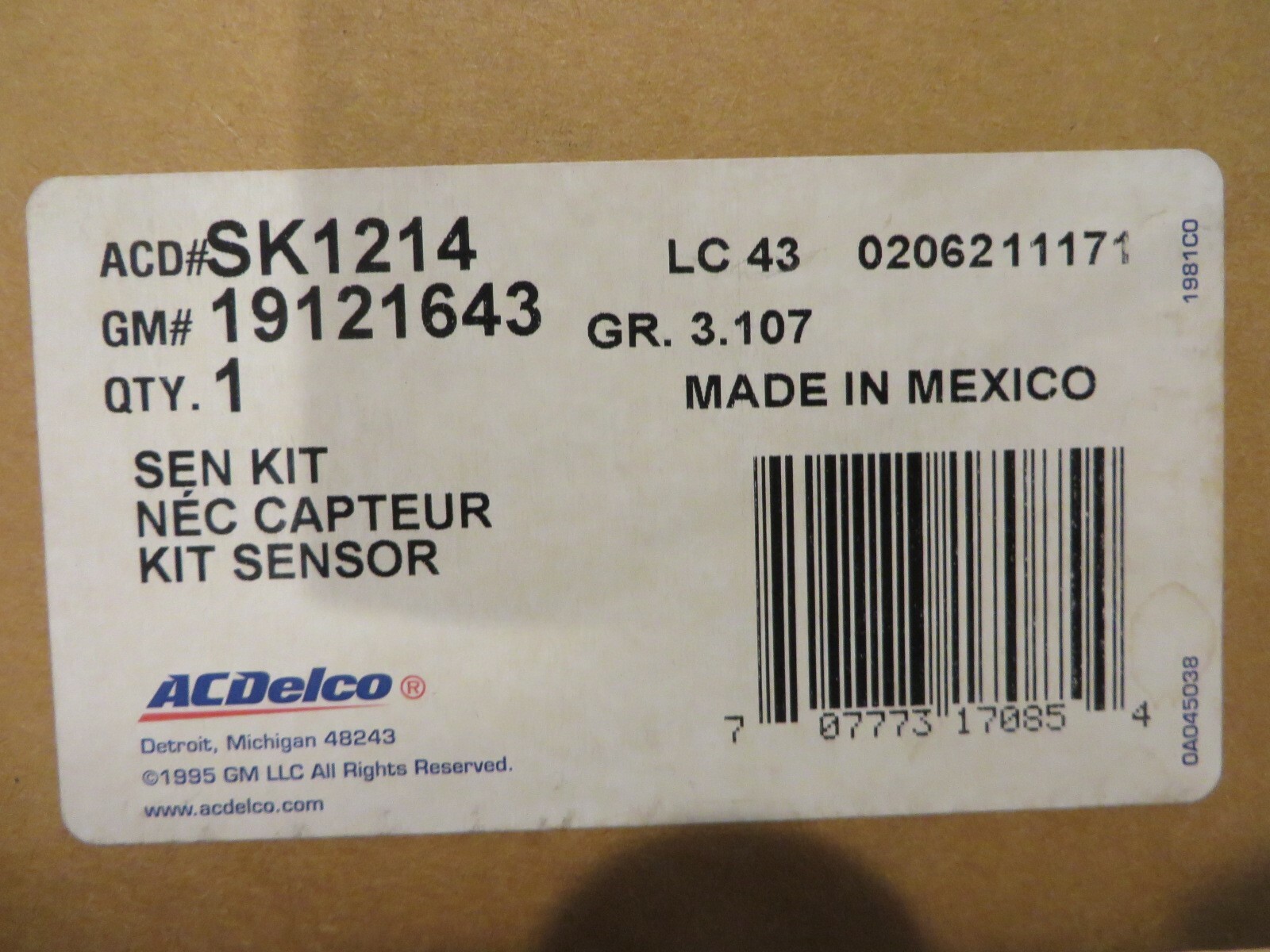 OEM # 19121643 # SK1214 GM General Motors AC DELCO OEM new FUEL 