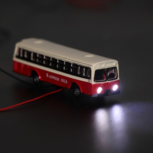 4pcs N Scale 1:160 Model Lighted Buses Alloy Bus 12V LEDs Building Layout - Picture 5 of 6