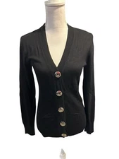 Lady Hathaway Black Wool Cardigan Sweater Size Small