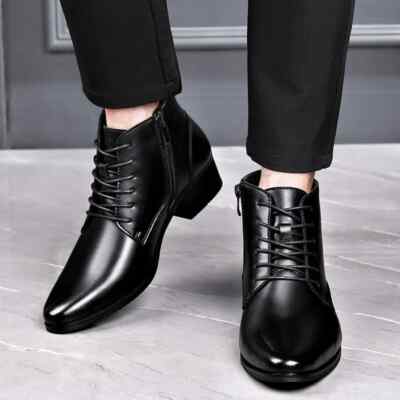 Mens Business Office Formal Dress Boots Shoes Faux Leather Boot Black Lace Up | eBay Mens Business Office Formal Dress Boots Shoes Faux Leather Boot Black Lace Up | eBay