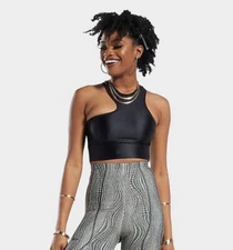 One Shoulder Black Crop Tank RBK CARDI B MED NEW!