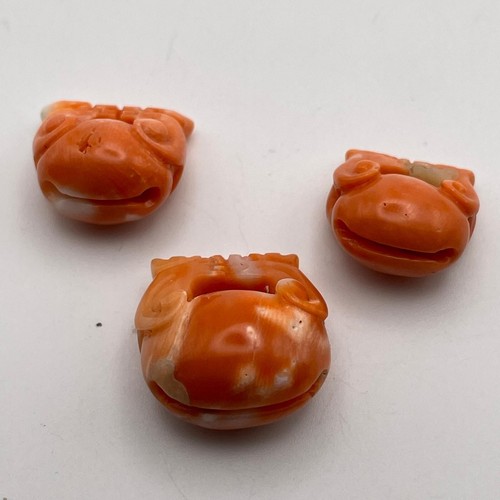 LOTE 3 piezas de figuras de coral, coral rojo natural, sin teñir, alfiler ni colgante - Imagen 5 de 9