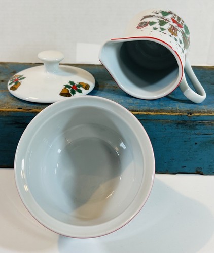 ACT2 Action Industries Weihnachtsszene passende Zuckerdose mit Deckel & Milchkännchen GUC - Bild 5 von 12