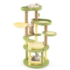 59 x 59 x 130 cm Cat Climbing Frame Multi-level Cat Tree Soft Cushions-Green