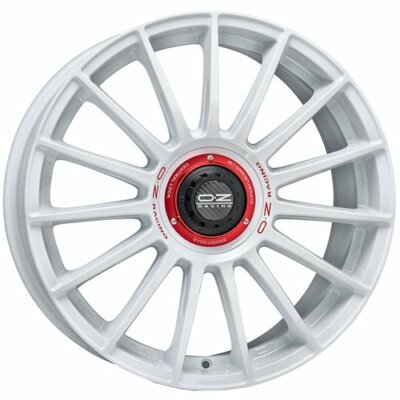 OZ RACING SUPERT EVOLUZ WRC RACE WHITE RED SCHRIFTZUG ALUFELGE 18x8 ET35 5x112