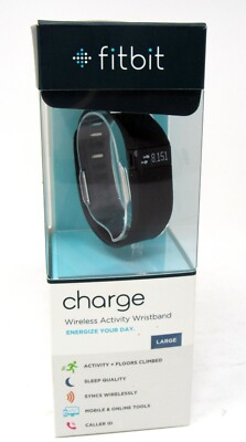 Fitbit Charge Black Size Large FB404BKL Fitness Tracker New in Box