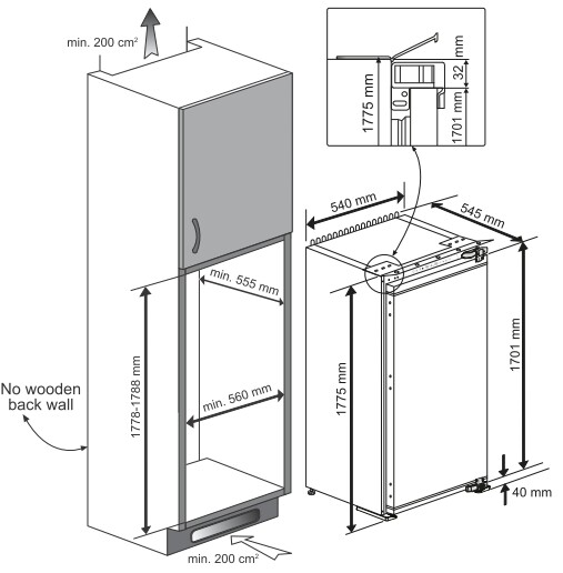 Grundig GSMI25730FN Vollintegrierter Kühlschrank ohne Gefrierfach  