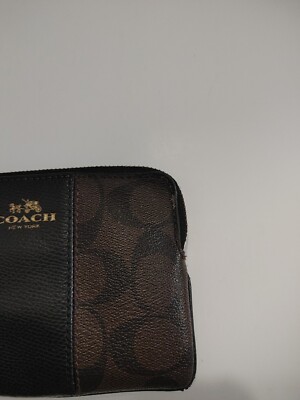 Coach New York F-64233 Signature Canvas And Stripe Mini Wristlet