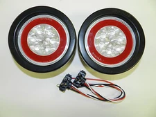 2 LED 4" Round Truck Trailer Brake Stop Turn Tail Lights With Clear LENS RED LED
