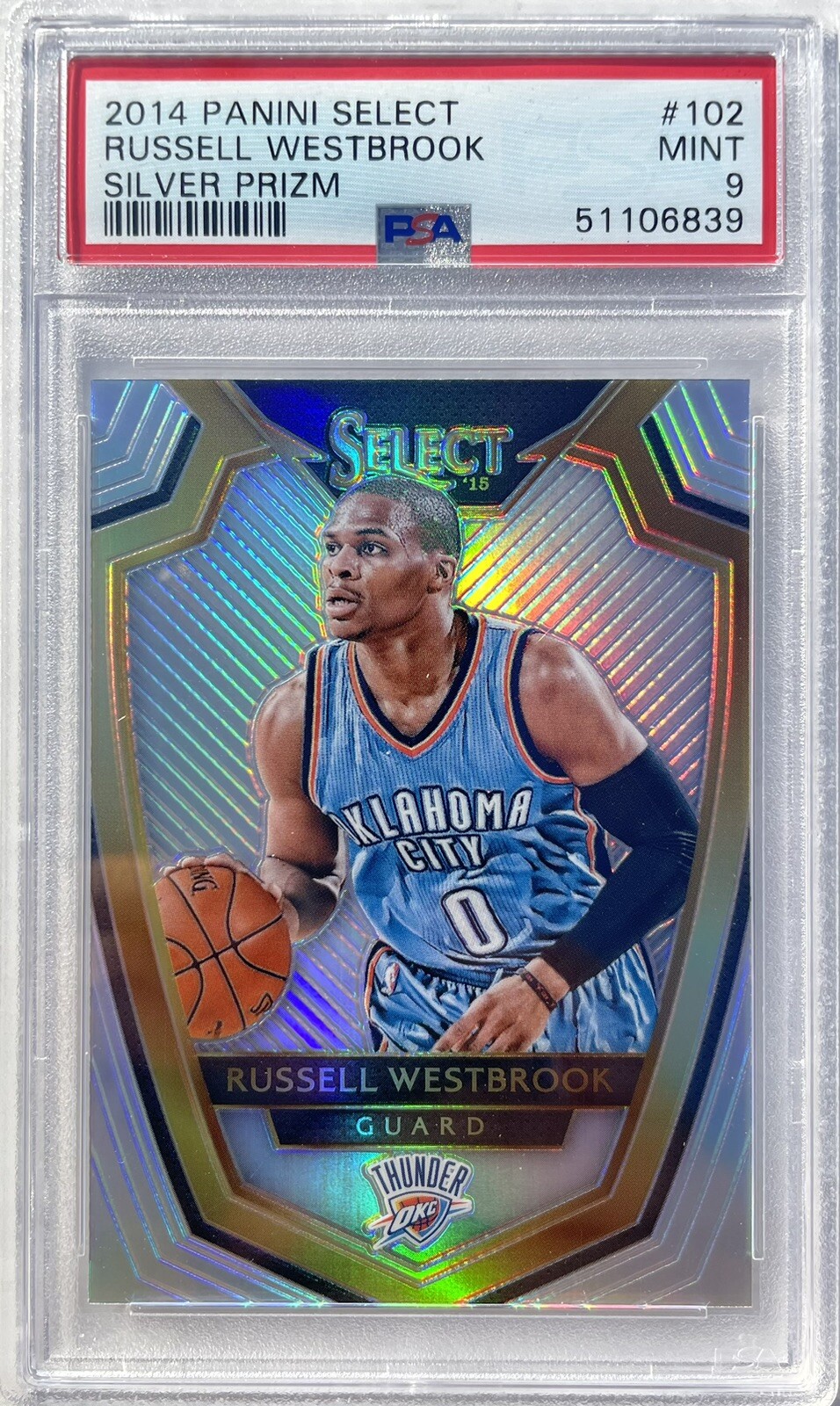 Russell Westbrook 2014 Panini Select Silver Prizm #102 PSA 9