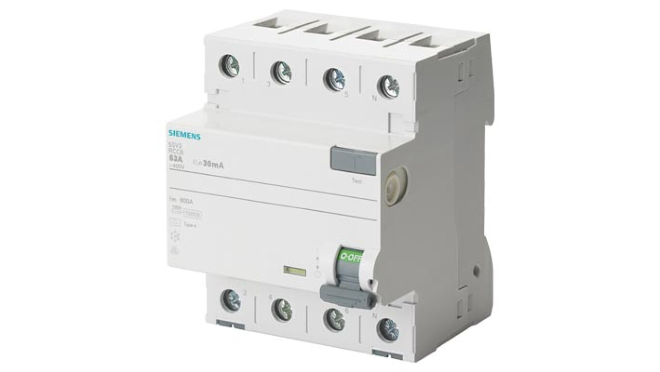 Residual current circuit breaker 4P 63A 0.03A Type A 30mA 400V SENTRON 5S /T2UK