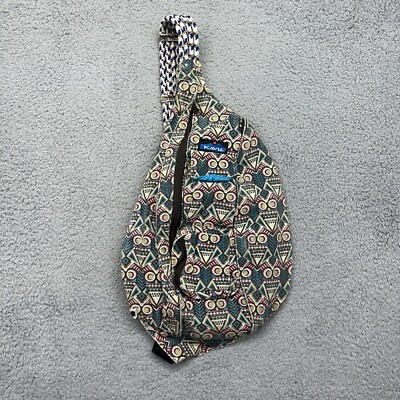 Kavu - Sling Backpack -  Teal, Black and Cream Canvas Rope Bag 17 X 11 X 5 KAVU Original Women main image 3