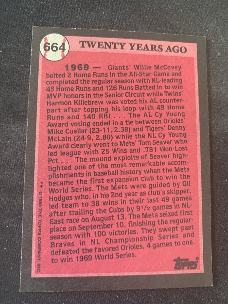 1989 Topps Turn Back The Clock #664 Gil Hodges New York Mets NmMt