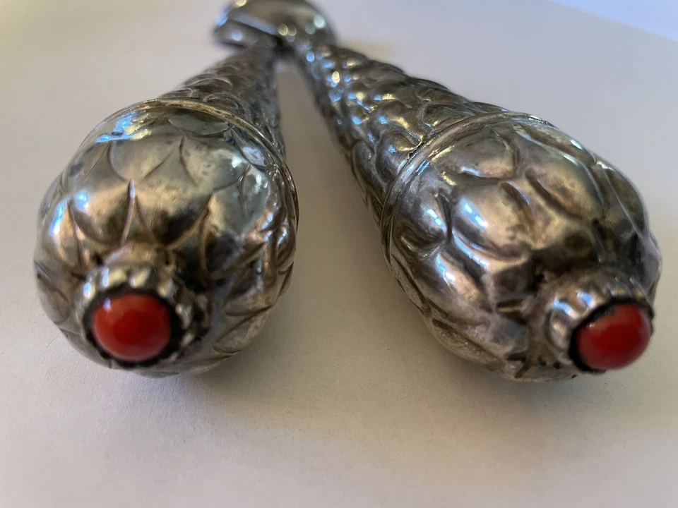 Vintage Silver Plated TWO’S COMPANY Dining Serving Spoon & Fork RED STONE 12” - Image 2 of 4