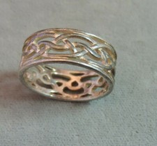 Sterling Silver Interwoven Knot Celtic design Wide Band size 9 Ring 5.7g Ci 1