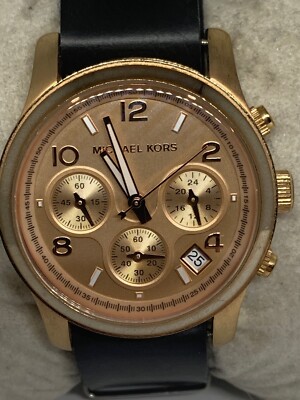 Michael Kors MK5128 Women Black Leather Analog Rose Gold  display picture 3