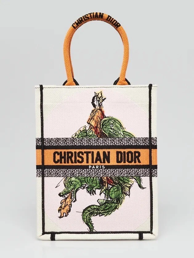 Authentique fourre tout DIOR livre vertical dragon blanc cassé PRIX CONSEILLÉ 2
