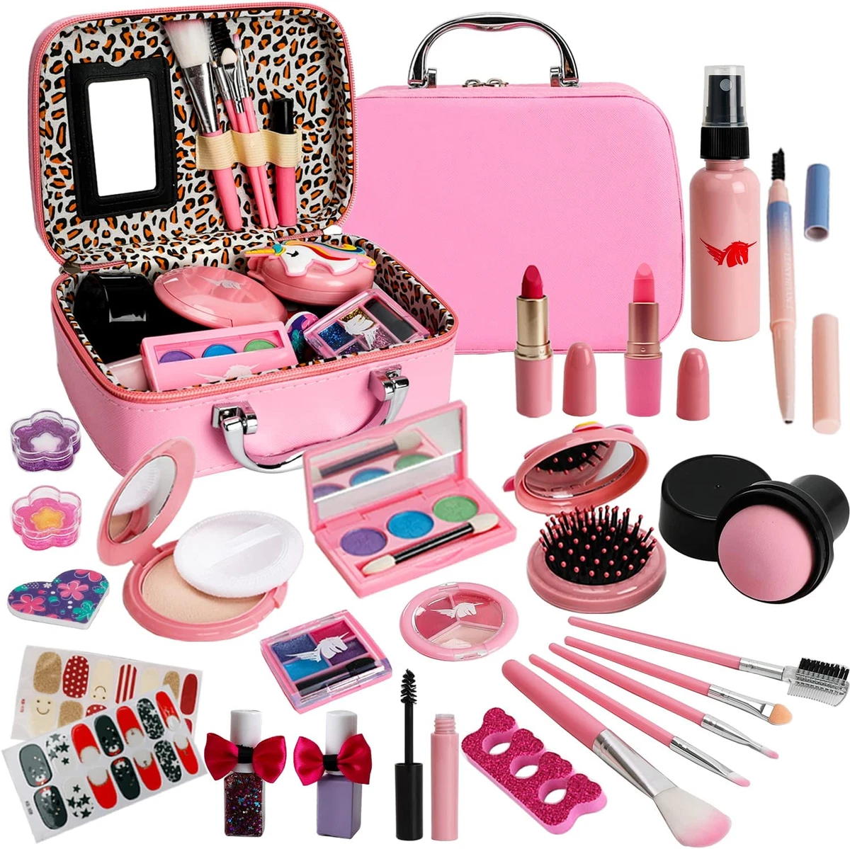 Kids Washable Makeup Girl Toys - Kids Makeup Kit for Girl, Real Make up  Set, Lit