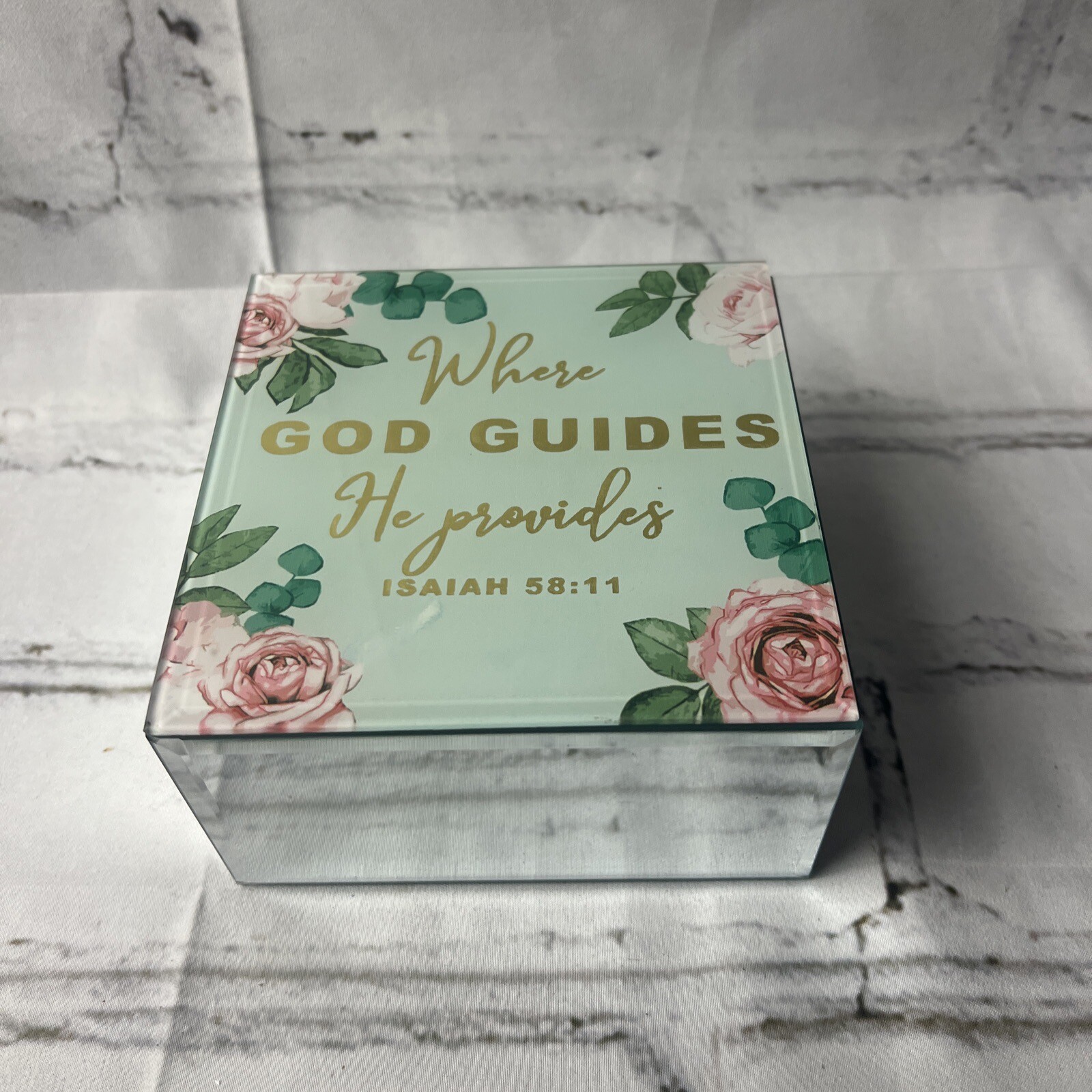 Jewelry Box with Mirror Hinged Lid Trinket Keepsake Storage Organizer-image