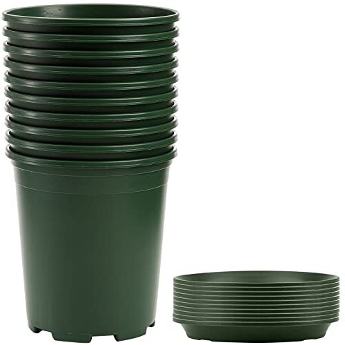  10PCS 1 Gallon Durable Nursery Pot Garden Flower Pots Nursery Round, Green 