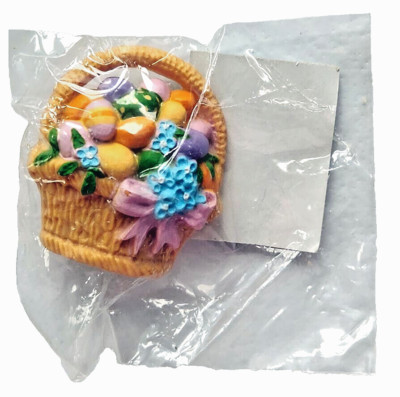 Hallmark PIN Easter Vintage EGG BASKET Colored with Flowers 1984 Brooch NEW MIP