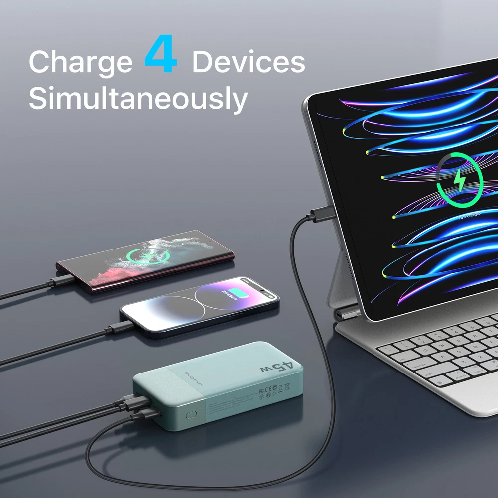 45W 20000mAh Power Bank Fast Charging for iPhone Samsung Laptop USB-C PD