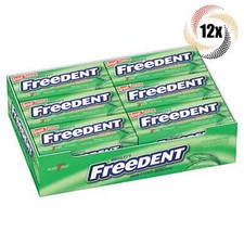 Full Box 12x Packs Wrigley's Freedent Peppermint Flavor Gum - 15 Sticks Per Pack