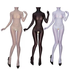 Womens Jumpsuit Glossy Bodystocking Clubwear One Piece Babydoll Bodysuit Skinny