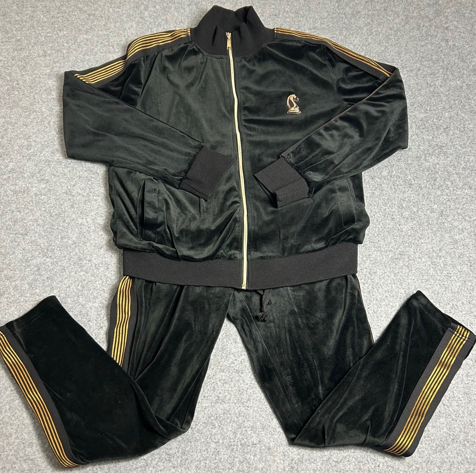 War Room Designs Tracksuit Men L Black Gold Retro Polyester