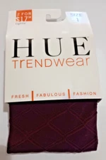 HUE Opaque Tights with Control Top Size 1 fits 100-150 lbs Port/Burgandy - NWT