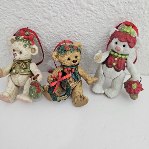 Hallmark Ornaments Porcelain Jointed Bears 1999-2005 Gift Bearers Series Lot #4 - Picture 8 of 13