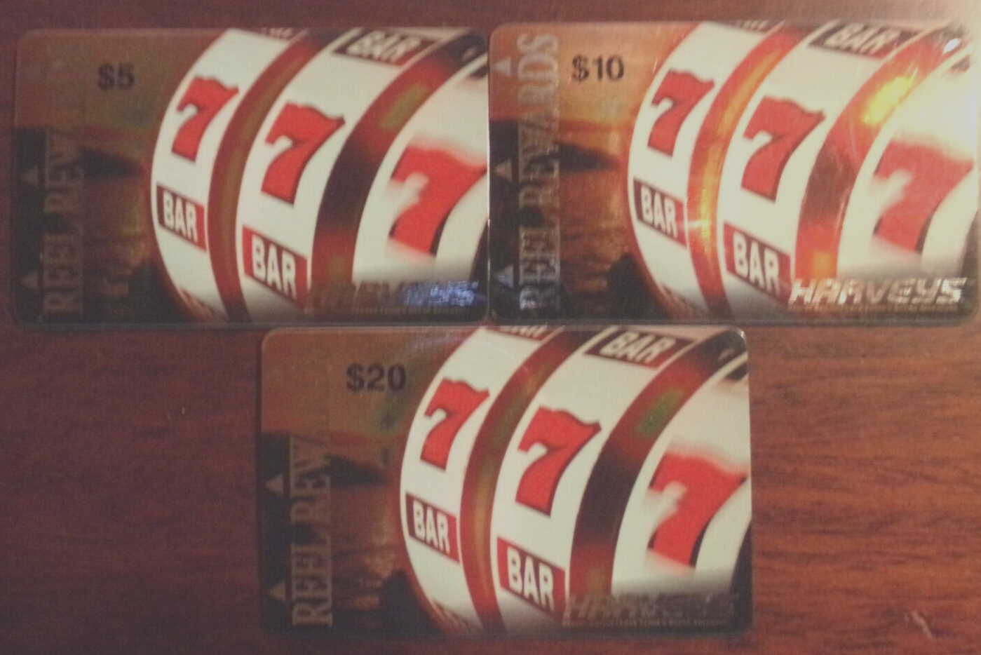 Set of three 5, 10, 20 Reel Rewards Cards Harveys Lake Tahoe Casino eBay