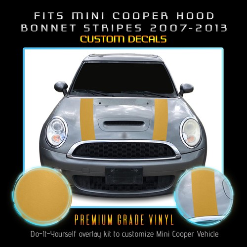 For 2007-2013 Mini Cooper Hood Bonnet Stripes Graphic Decals - Flat Matte Vinyl - Picture 8 of 18