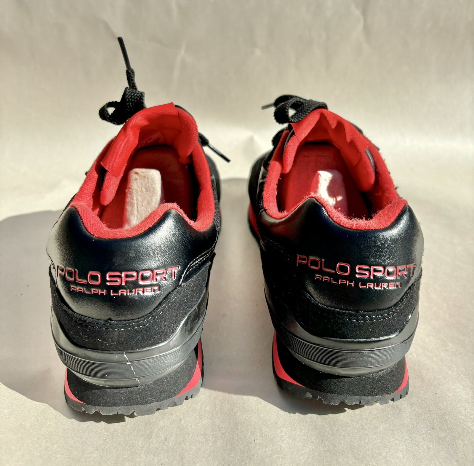 Ralph Lauren Polo Sport Mens shoes Slaton Pony Red black Shoes p67 Size