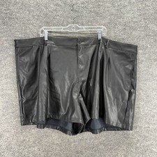 New Pretty Little Thing Shorts Women 26 Plus Black High Rise Leather Chino