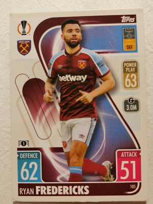 Topps Champions League 2021/2022 Trading Card 105 - Ryan Fredericks - West Ham 