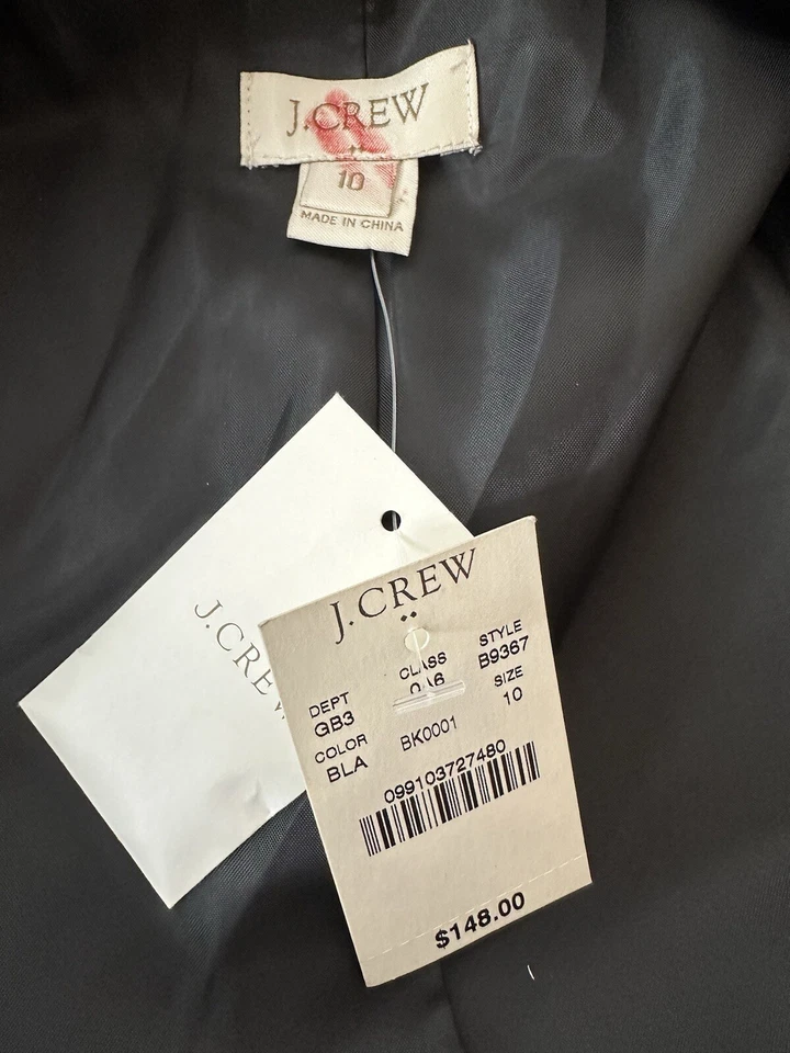 New J. Crew Blazer Women Size 10 Long Sleeve Black Corpcore Classic Elegance - Image 4 of 4