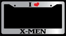 Chrome License Plate Frame "I Heart X-Men" Auto Accessory Novelty 14