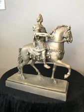Peter I the Great on Horseback Silumin Statue 12-3/4" tall, Signed Soviet USSR