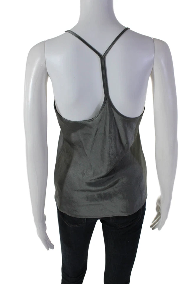 Alexander Wang Womens Textured Spaghetti Strap Blouse Tank Gray Size 0 - Image 3 of 4