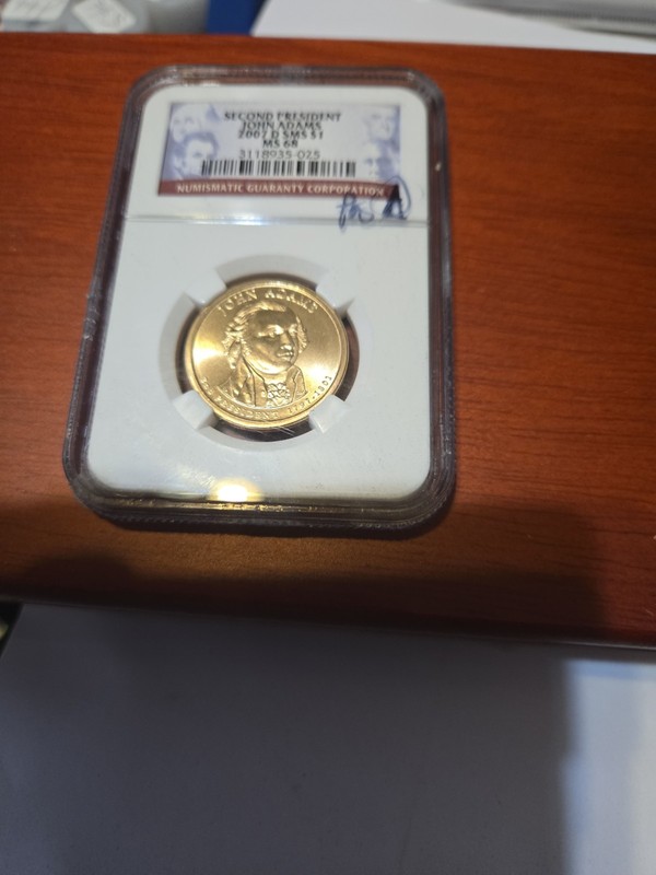 2007-P John Adams Dollar NGC MS68 SMS  2nd U.S. President,  Position A