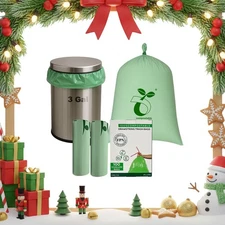 FPN Trash Bags 3 Gallon 100 CT 0.67 Mil Compostable Garbage Bag with Handle Tie