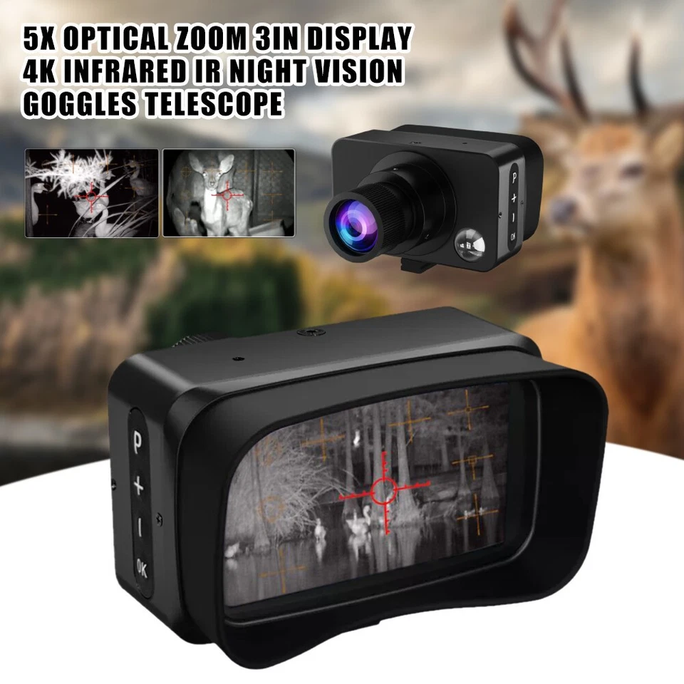 3" Display 4K Infrared IR Night Vision Goggles telescope 5X Optical Zoom 1700MAH - Image 4 of 4