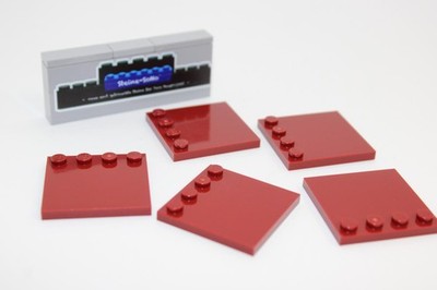 Lego (c) 5x Fliese - 4x4 m Noppen - tile - dunkelrot - 6179 - Platte / Fliesen