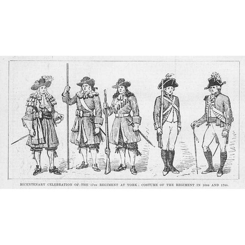 MILITARY Bicentenary Celebration of 17th Regiment at York - Antique Print 1888