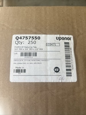 Uponor 3/4'' x 3/4'' x 1/2'' ProPEX EP Reducing Tee Q4757550, 250 Case