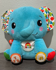 Fisher-Price Blue Elephant Plush Stuffed Animal Toy Music Learning Baby