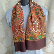 Bufanda indie/mod para hombre años 70 multicolor lana de alta calidad ornamentada psicodélica