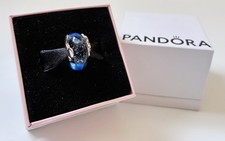 Pandora Disney Mickey Mouse And Minnie Mouse Blue Murano Glass Bead Charm Ale !